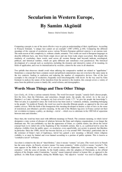 Secularism in Western Europe, By Samim Akg&Atilde;&para;n&Atilde;&frac14;l