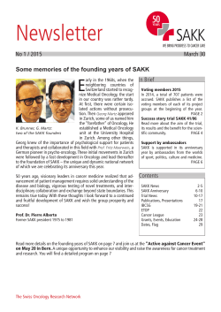 Newsletter - SAKK â Swiss Group for Clinical Cancer Research