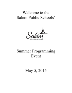 2015 Summer Programs - Salem Public Schools