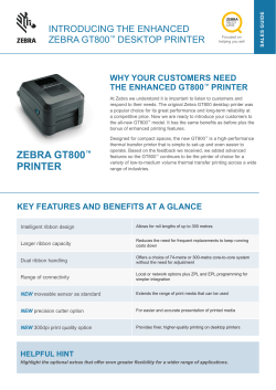 GT800 Sales Guide - Zebra Sales Lens