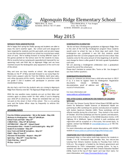 May 2015 newsletter - Algonquin Ridge Elementary School