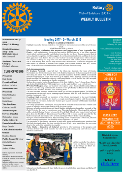 Rotary Club of Salisbury Weekly Bulletin Meeting 2577