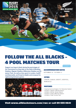 FOLLOW THE ALL BLACKS - 4 POOL MATCHES
