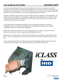 User Guide for the iCLASS TECHNICAL NOTE