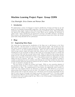 Machine Learning Project Paper: Group CERN