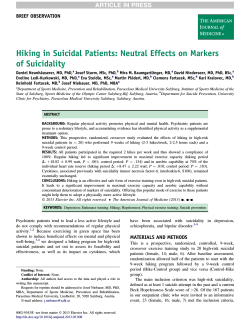 Hiking in Suicidal Patients: Neutral Effects on Markers of
