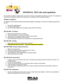 OOZEBALL 2015 rules and regulations