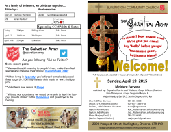 Sunday, April 19, 2015 - The Salvation Army Burlington Community