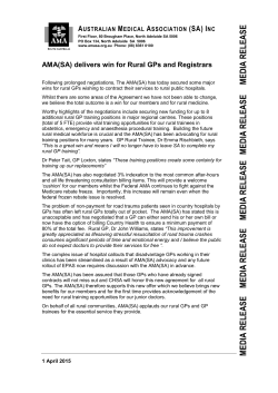 010415- AMA(SA) - delivers win for Rural GPs and Registrars