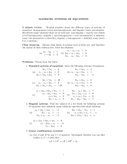 MATRICES: SYSTEMS OF EQUATIONS 5 minute review. Remind
