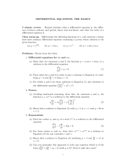 DIFFERENTIAL EQUATIONS: THE BASICS 5 minute review