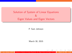 Numerical Solution of Linear Equations & Power Method