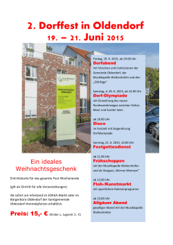 2. Dorffest in Oldendorf 19. 21. Juni 2015 - Oldendorf