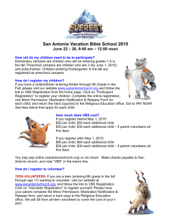 2015 VBS Tuition & FAQ Information Sheet