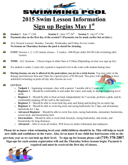 2015 Swim Lesson Information Sign up Begins May 1