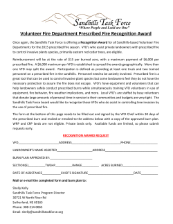 Volunteer Fire Department Prescribed Fire Recognition Award