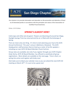 SPRING`S ALMOST HERE! - ACFE San Diego Chapter