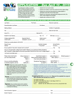 The application forms for SWAG 1 - Cal-SOAP