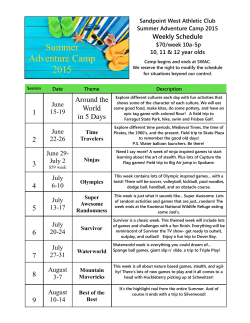 a printable copy of Summer Adventure Camp schedule.