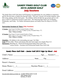 Junior Golf - July Entry Form