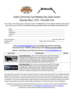 Giants Community Fund Metallica Day Guitar Auction Saturday May
