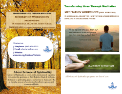 About Science of Spirituality MEDITATION WORKSHOPS