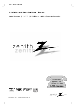 Zenith: XBV713 DVD Player VCR Combo Manual