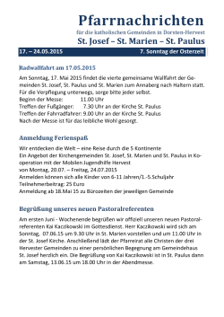Pfarrnachrichten 17.05.2015 - Kirchengemeinde St. Josef
