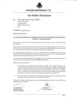 For Public Disclosure - South Pacific Stock Exchange