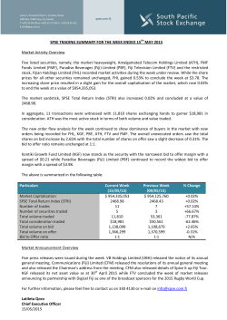 SPSE TRADING SUMMARY FOR THE WEEK ENDED 15TH MAY