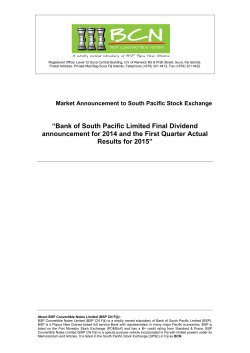 âBank of South Pacific Limited Final Dividend announcement for