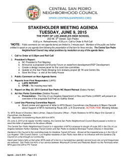 stakeholder meeting agenda tuesday, june 9, 2015