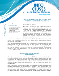 INFO CIUSSS de la Capitale-Nationale, volume 1
