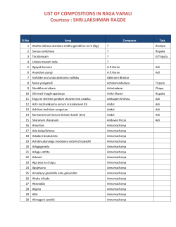 LIST OF COMPOSITIONS IN RAGA VARALI Courtesy