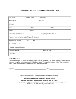 China Study Trip 2016 - Participant Information Form