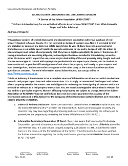 SOLANO COUNTY DISCLOSURES AND DISCLAIMERS