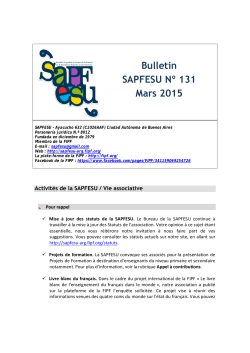 Bulletin SAPFESU NÂº 131 Mars 2015 - FÃ©dÃ©ration Internationale des