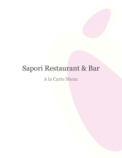 A la Carte - Sapori Restaurant & Bar