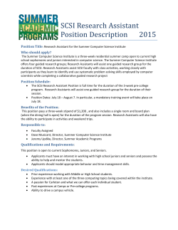 SCSI Research Assistant Position Description 2015