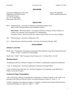 Curriculum Vitae - University of Minnesota Twin Cities