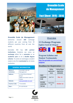 Grenoble Ecole de Management Fact Sheet 2015