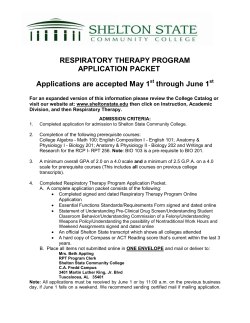 RESPIRATORY THERAPY PROGRAM APPLICATION PACKET