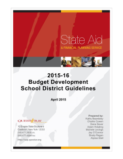 Budget Development Guidelines - State Aid and Financial Planning