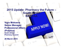 2015 Update: Pharmacy the Future â South Africa SAPRAA