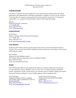 UCSB Postdoctoral Scholar Campus Contact List