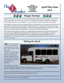 Reeder Newsletter - Sarah Reed Senior Living