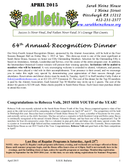64th Annual Recognition Dinner APRIL 2015