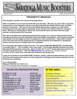PRESIDENTS` MESSAGE - Saratoga Music Boosters