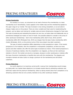 Costco Financial Targets for 2016
