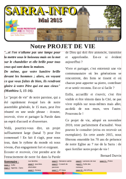 Sarra Info de Mai 2015 - Paroisse protestante d`Oullins La Sarra